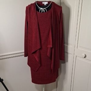 Christopher & Banks Burgundy Dress with Cardigan